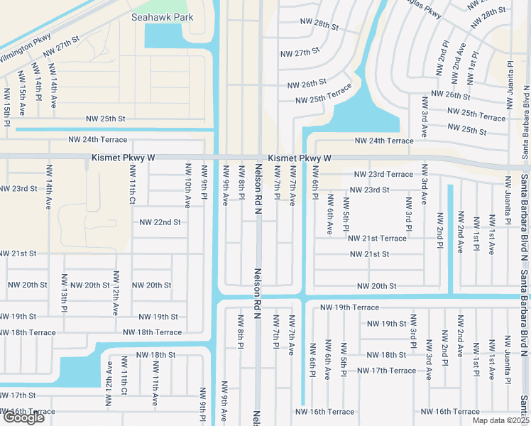 map of restaurants, bars, coffee shops, grocery stores, and more near 2205 Nelson Road North in Cape Coral