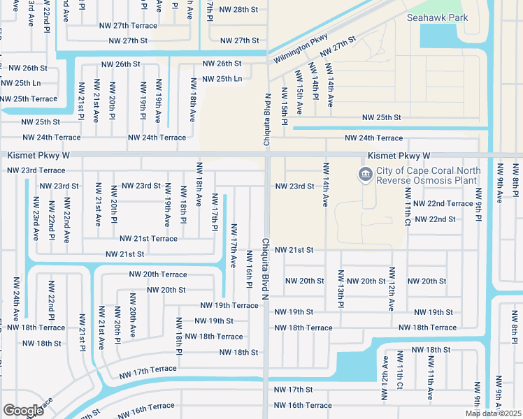 map of restaurants, bars, coffee shops, grocery stores, and more near 2136 Chiquita Boulevard North in Cape Coral