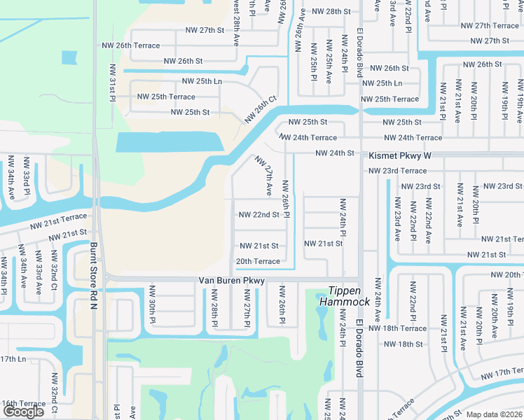 map of restaurants, bars, coffee shops, grocery stores, and more near 2707 Northwest 22nd Street in Cape Coral