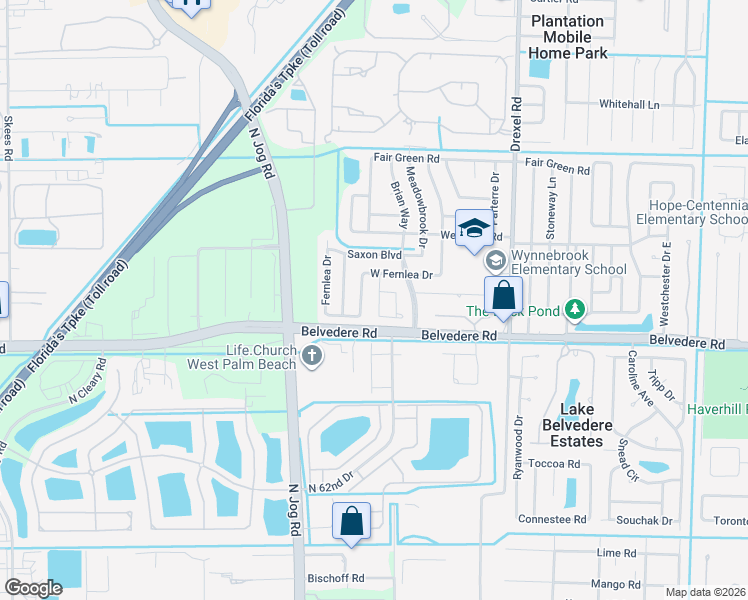 map of restaurants, bars, coffee shops, grocery stores, and more near 1041 Cameo Circle in West Palm Beach