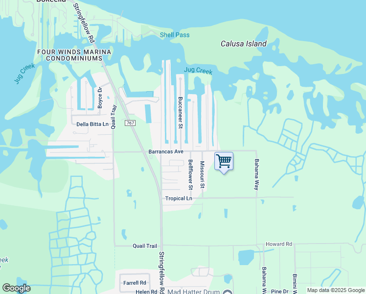 map of restaurants, bars, coffee shops, grocery stores, and more near 7400 Barrancas Ave in Bokeelia