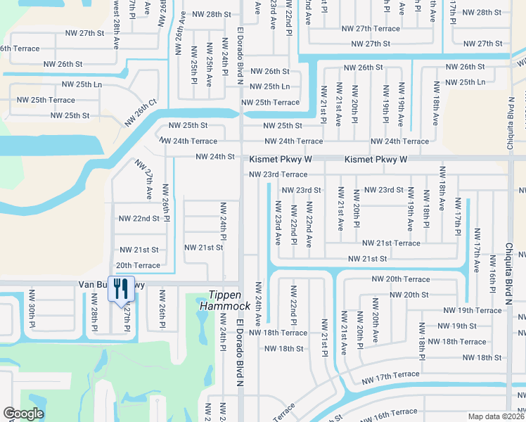 map of restaurants, bars, coffee shops, grocery stores, and more near 2143 NW 24th Ave in Cape Coral