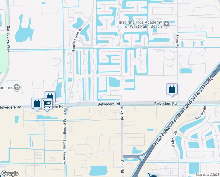 map of restaurants, bars, coffee shops, grocery stores, and more near 1157 Golden Lakes Boulevard in Royal Palm Beach