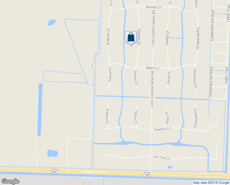 map of restaurants, bars, coffee shops, grocery stores, and more near 1030 Arabian Drive in Loxahatchee