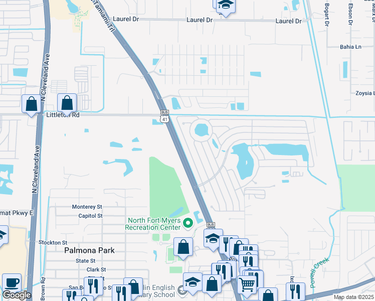 map of restaurants, bars, coffee shops, grocery stores, and more near 209 Caviller Court in North Fort Myers