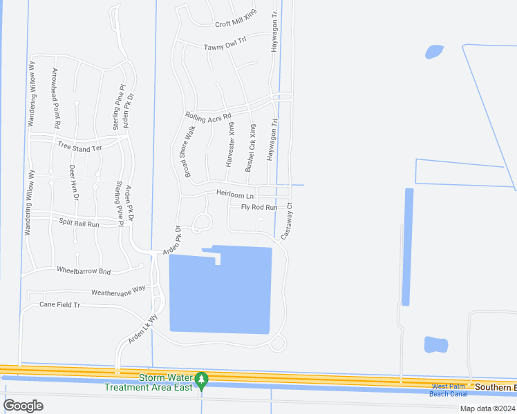 map of restaurants, bars, coffee shops, grocery stores, and more near Fly Rod Road in Palm Beach County