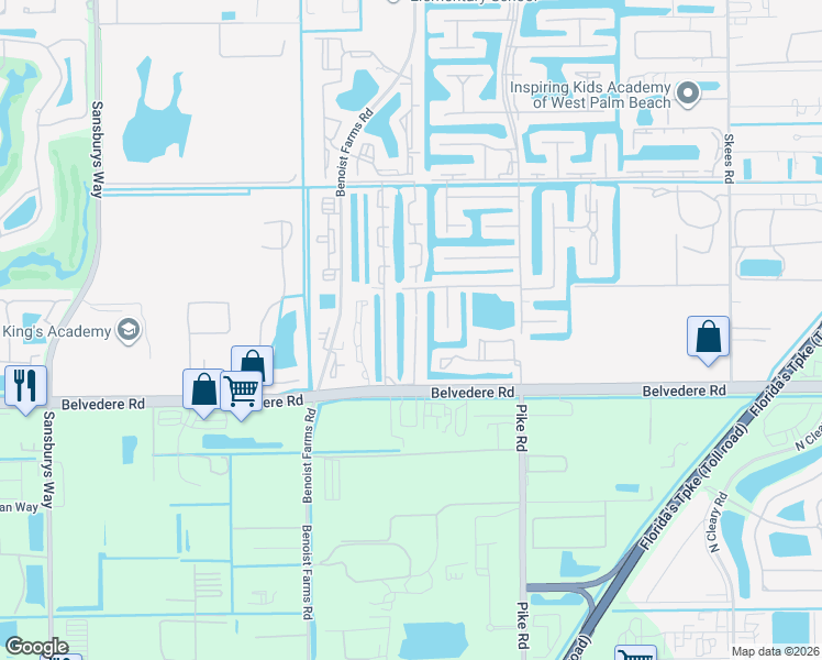 map of restaurants, bars, coffee shops, grocery stores, and more near 1007 Lake Terry Drive in West Palm Beach