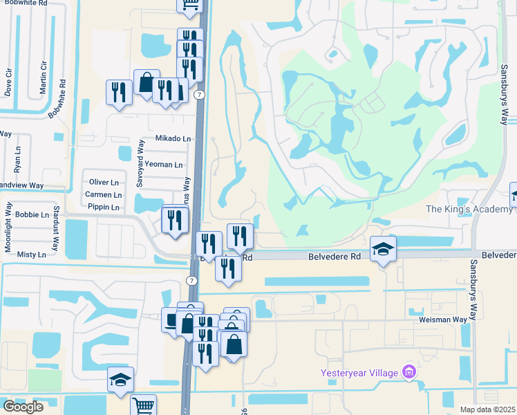 map of restaurants, bars, coffee shops, grocery stores, and more near 1110 Sand Drift Way in West Palm Beach