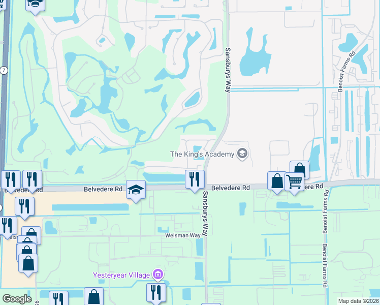 map of restaurants, bars, coffee shops, grocery stores, and more near 1030 Lytham Court in West Palm Beach