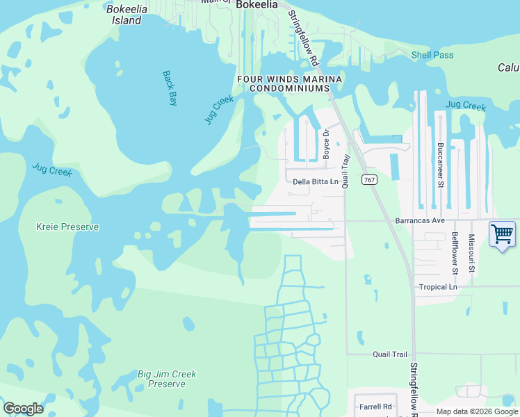 map of restaurants, bars, coffee shops, grocery stores, and more near 8106 Barrancas Avenue in Bokeelia