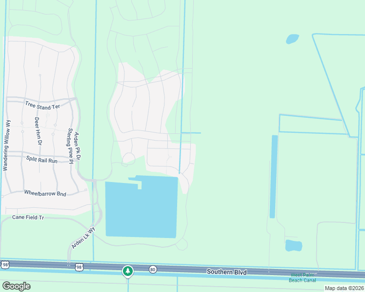 map of restaurants, bars, coffee shops, grocery stores, and more near Fly Rod Road in Palm Beach County
