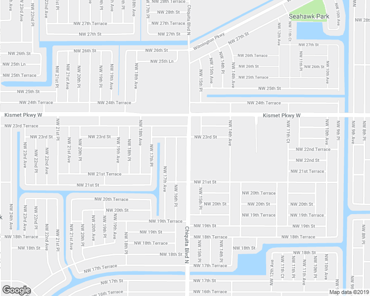 map of restaurants, bars, coffee shops, grocery stores, and more near 2200 Chiquita Boulevard North in Cape Coral