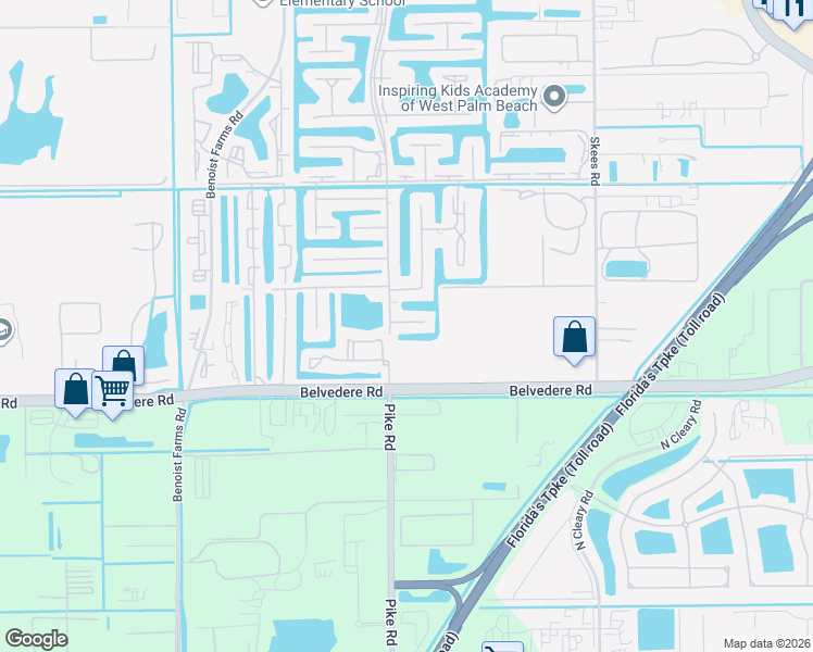map of restaurants, bars, coffee shops, grocery stores, and more near 7461 Belvedere Road in West Palm Beach