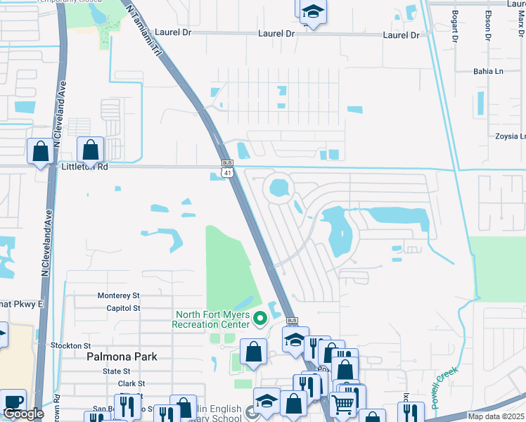 map of restaurants, bars, coffee shops, grocery stores, and more near 209 Caviller Court in North Fort Myers