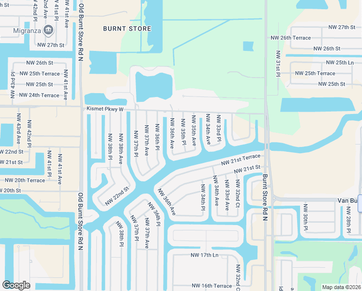 map of restaurants, bars, coffee shops, grocery stores, and more near 3523 Northwest 23rd Street in Cape Coral