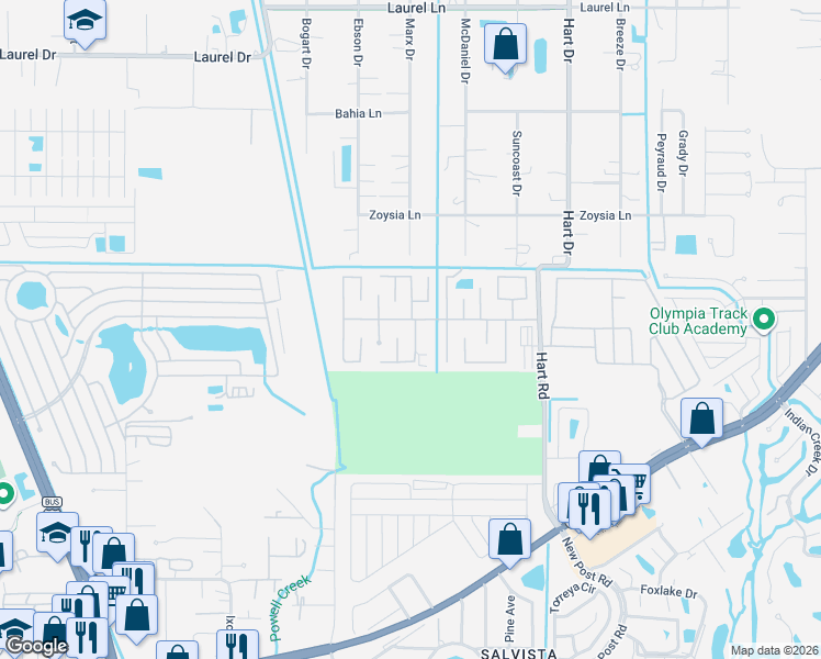 map of restaurants, bars, coffee shops, grocery stores, and more near 559 Timber Lane North in North Fort Myers