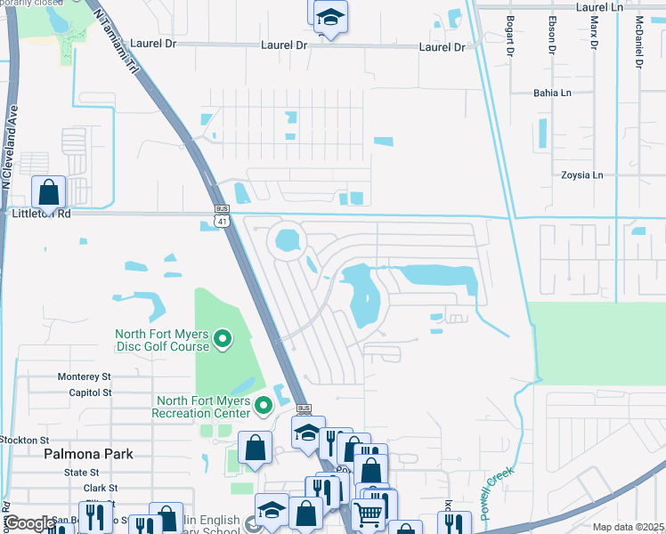 map of restaurants, bars, coffee shops, grocery stores, and more near 371-732 Pirates Rest Road in North Fort Myers