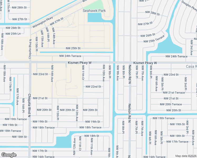 map of restaurants, bars, coffee shops, grocery stores, and more near 1022 Northwest 22nd Terrace in Cape Coral