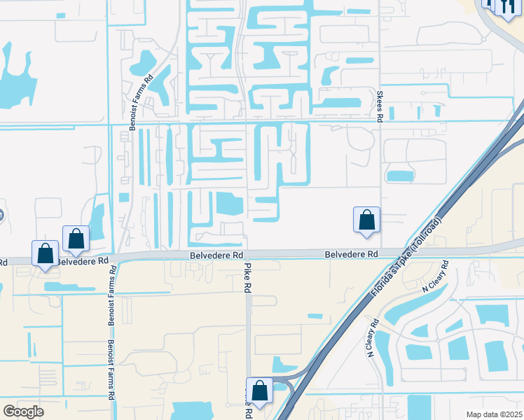 map of restaurants, bars, coffee shops, grocery stores, and more near 7461 Belvedere Road in West Palm Beach