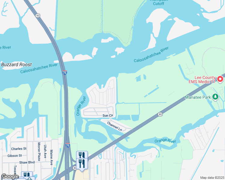 map of restaurants, bars, coffee shops, grocery stores, and more near 1255 2nd Street in Fort Myers