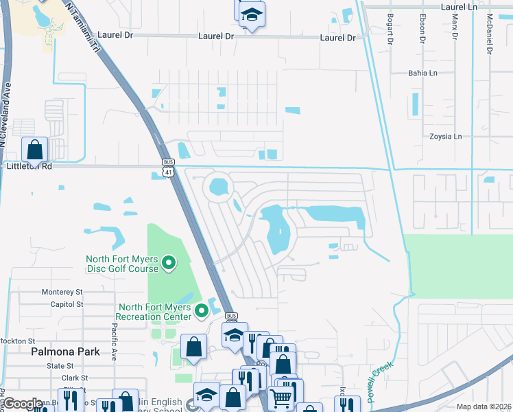 map of restaurants, bars, coffee shops, grocery stores, and more near 371-732 Pirates Rest Road in North Fort Myers