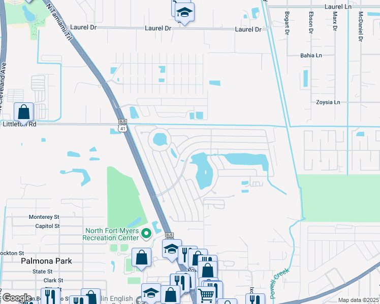 map of restaurants, bars, coffee shops, grocery stores, and more near 371-732 Pirates Rest Road in North Fort Myers