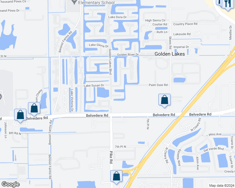 map of restaurants, bars, coffee shops, grocery stores, and more near 107 Lake Olive Drive in West Palm Beach