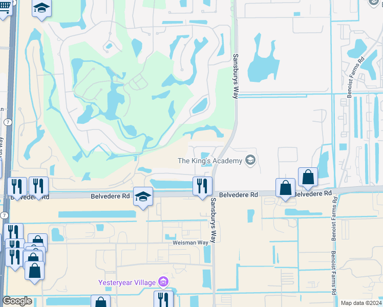 map of restaurants, bars, coffee shops, grocery stores, and more near 1079 Lytham Court in West Palm Beach