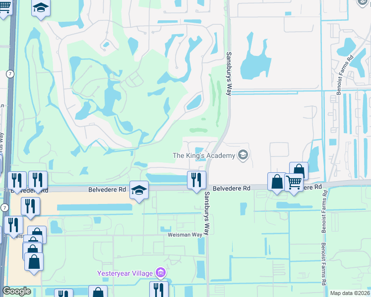 map of restaurants, bars, coffee shops, grocery stores, and more near 1079 Lytham Court in West Palm Beach