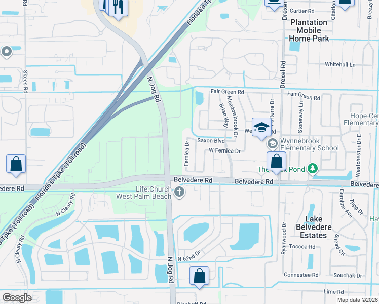map of restaurants, bars, coffee shops, grocery stores, and more near 1193 Camprock Road in West Palm Beach