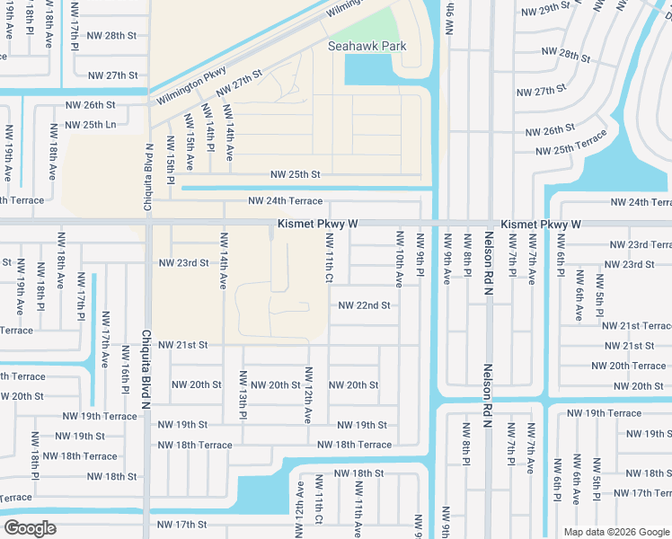 map of restaurants, bars, coffee shops, grocery stores, and more near 2309 Northwest 11th Court in Cape Coral