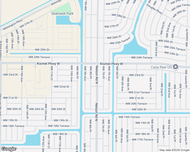 map of restaurants, bars, coffee shops, grocery stores, and more near 2300 Nelson Road North in Cape Coral