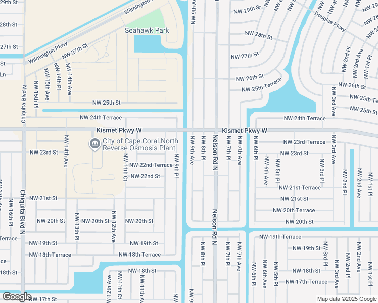 map of restaurants, bars, coffee shops, grocery stores, and more near 2304 Northwest 9th Avenue in Cape Coral