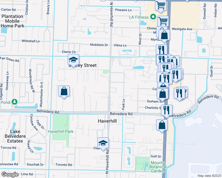 map of restaurants, bars, coffee shops, grocery stores, and more near 1238 Haverhill Road in Haverhill