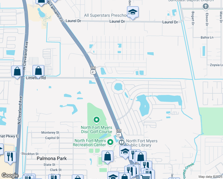 map of restaurants, bars, coffee shops, grocery stores, and more near 397 Hidden Cove Road in North Fort Myers