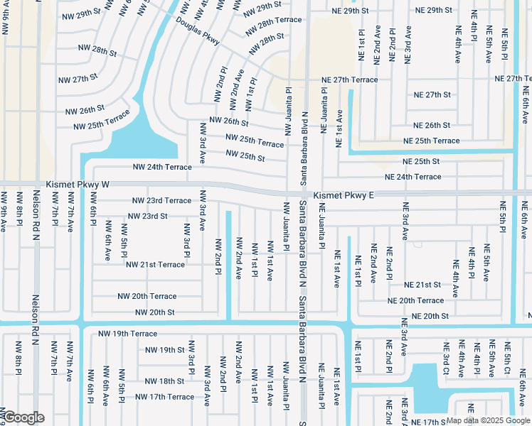 map of restaurants, bars, coffee shops, grocery stores, and more near 2234 Northwest 1st Avenue in Cape Coral