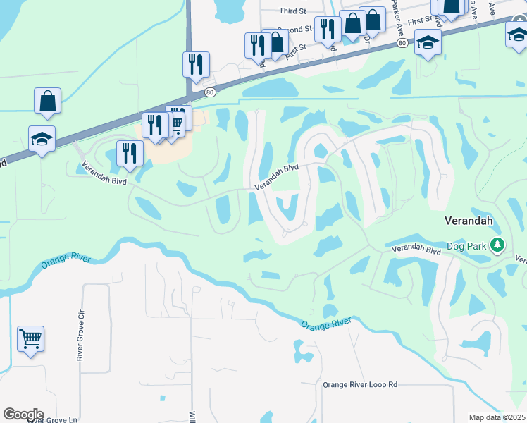 map of restaurants, bars, coffee shops, grocery stores, and more near 3241 Cypress Marsh Drive in Fort Myers