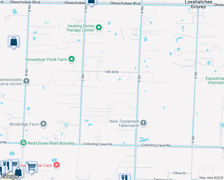 map of restaurants, bars, coffee shops, grocery stores, and more near 14717 11th Terrace in Loxahatchee Groves