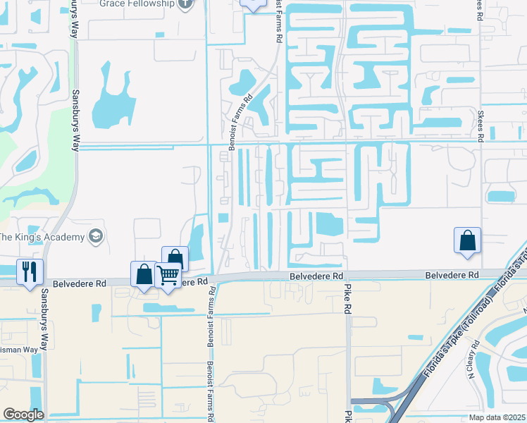 map of restaurants, bars, coffee shops, grocery stores, and more near 1031 Lake Terry Drive in West Palm Beach