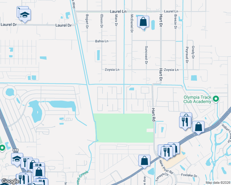 map of restaurants, bars, coffee shops, grocery stores, and more near 511 Pine Tree Court in North Fort Myers