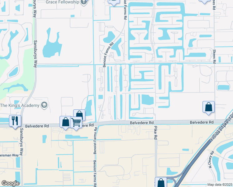 map of restaurants, bars, coffee shops, grocery stores, and more near Lake Victoria Drive in West Palm Beach