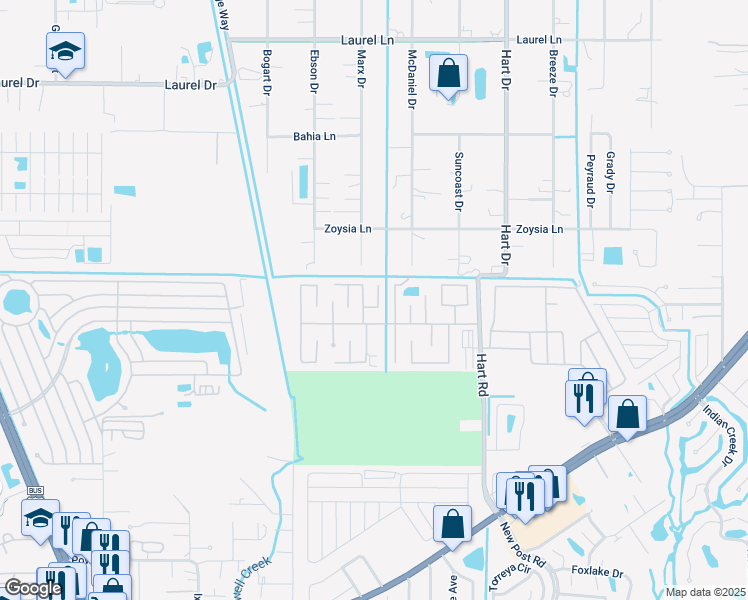 map of restaurants, bars, coffee shops, grocery stores, and more near 511 Pine Tree Court in North Fort Myers