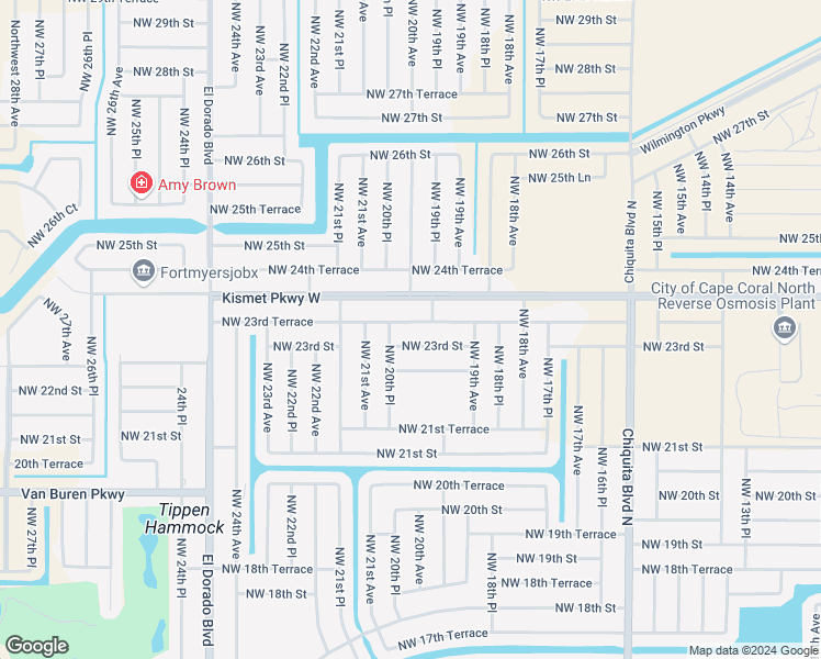 map of restaurants, bars, coffee shops, grocery stores, and more near 2004 Northwest 23rd Terrace in Cape Coral