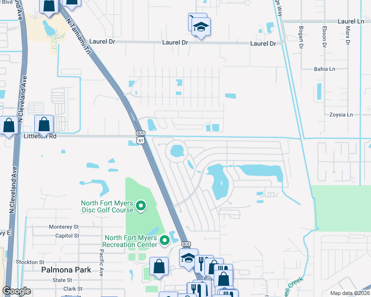 map of restaurants, bars, coffee shops, grocery stores, and more near 432 Hidden Cove Road in North Fort Myers