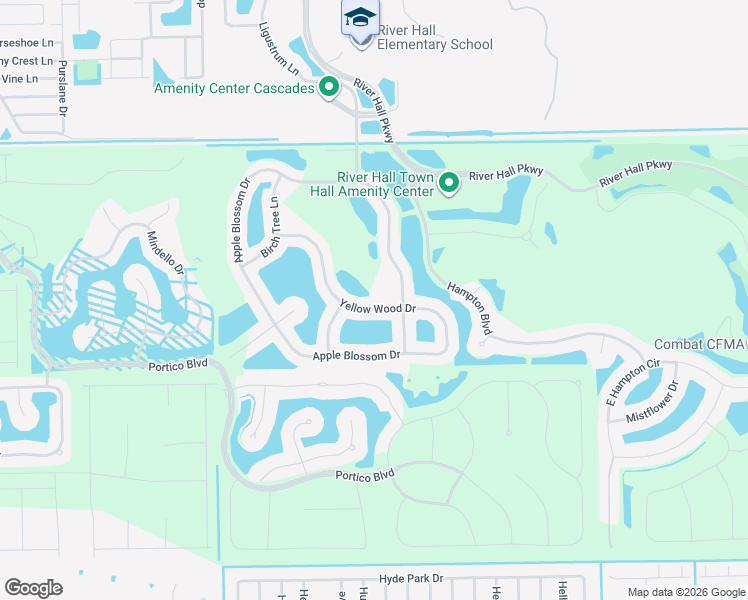 map of restaurants, bars, coffee shops, grocery stores, and more near 15255 Yellow Wood Drive in Alva