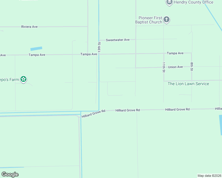 map of restaurants, bars, coffee shops, grocery stores, and more near 1250 Vero Avenue in Clewiston