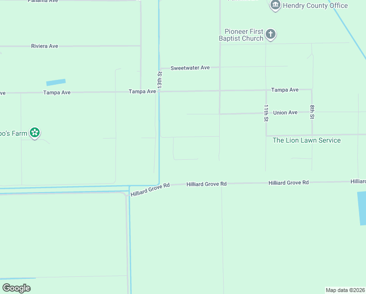 map of restaurants, bars, coffee shops, grocery stores, and more near 1250 Vero Avenue in Clewiston