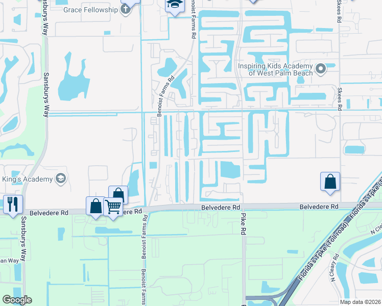 map of restaurants, bars, coffee shops, grocery stores, and more near 1031 Lake Terry Drive in West Palm Beach