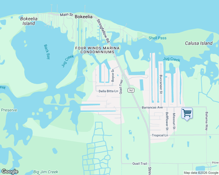 map of restaurants, bars, coffee shops, grocery stores, and more near 7841 Breakwater Court in Bokeelia