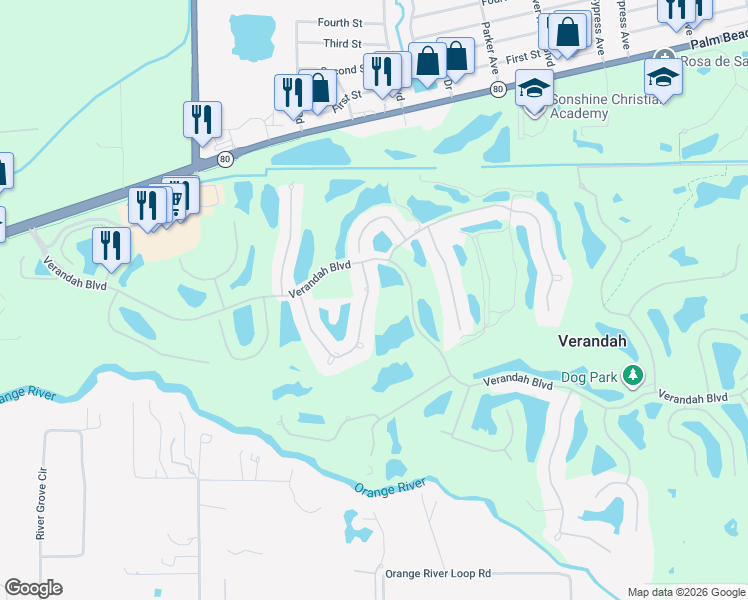 map of restaurants, bars, coffee shops, grocery stores, and more near 3510 Cypress Marsh Drive in Fort Myers